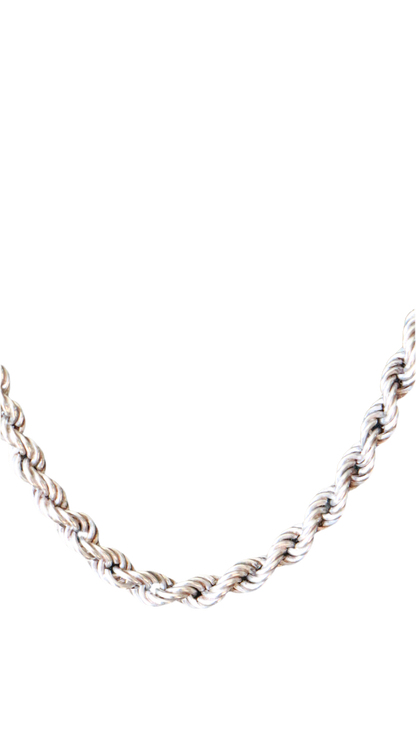 Vintage Sterling Silver Rope Chain Necklace