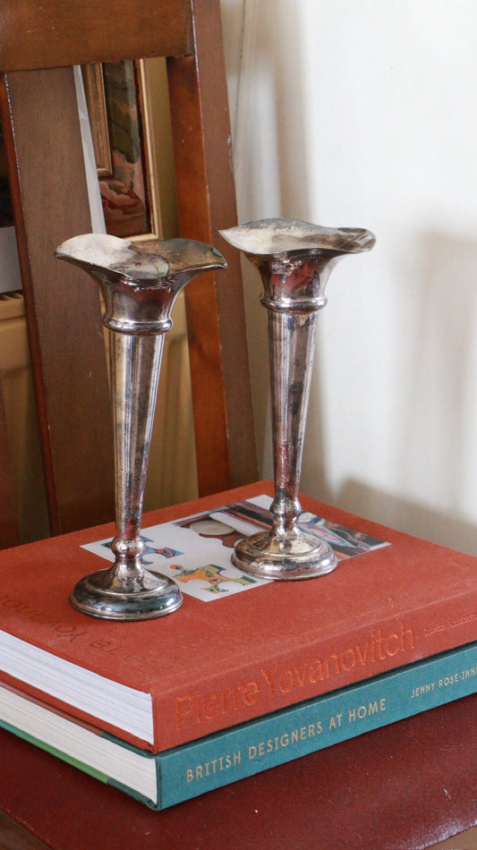 Pair of Antique Silver-Plated Trumpet Vases – Martin Hall & Co Ltd (Sheffield)