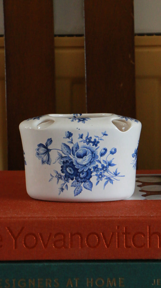 Vintage Southfields Blue & White Ceramic Flower Brick Vase