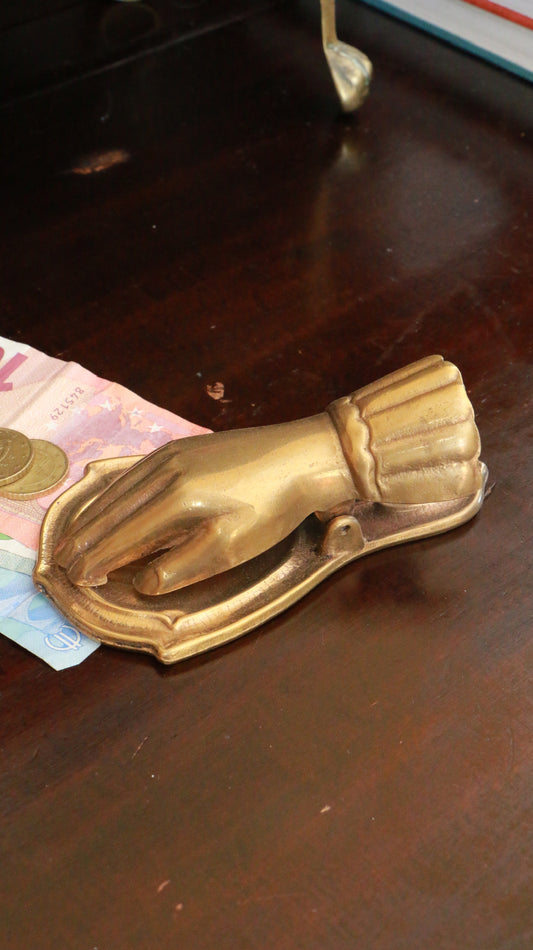 Vintage Brass Hand Letter Clip / Paperweight
