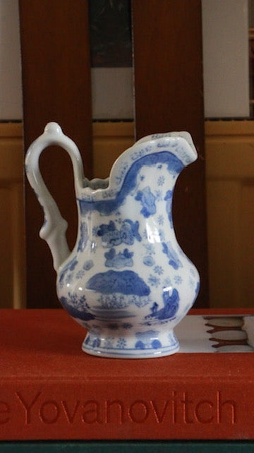 Vintage Blue and White Hand Painted Jug – Registered Mark