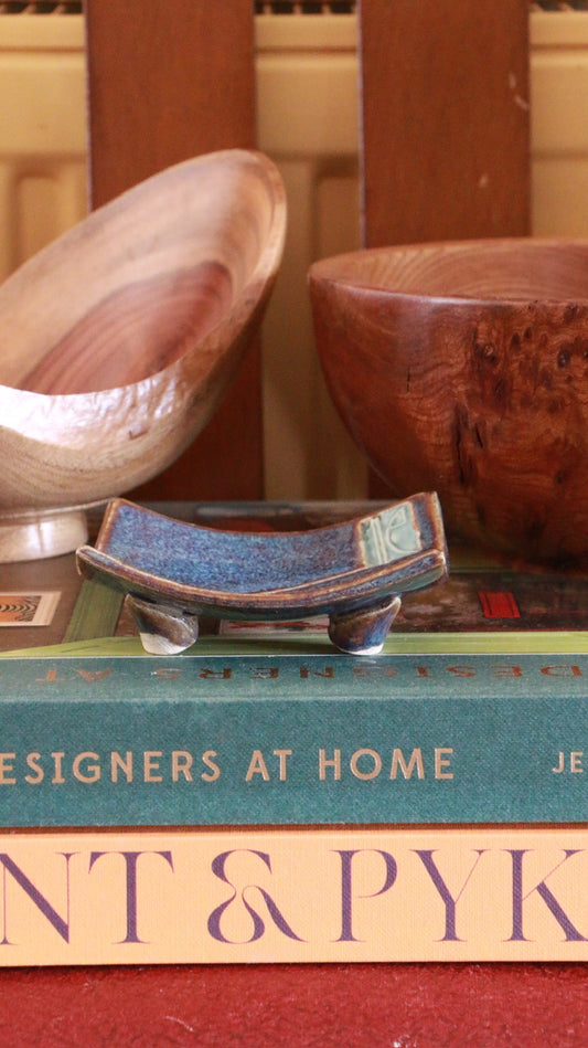 Japanese Studio Pottery Miniature Footed Tray – Glazed Ceramic
