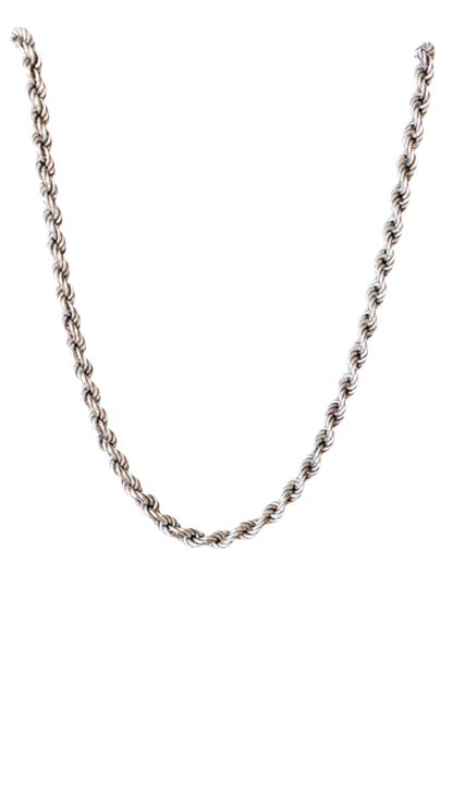 Vintage Sterling Silver Rope Chain Necklace