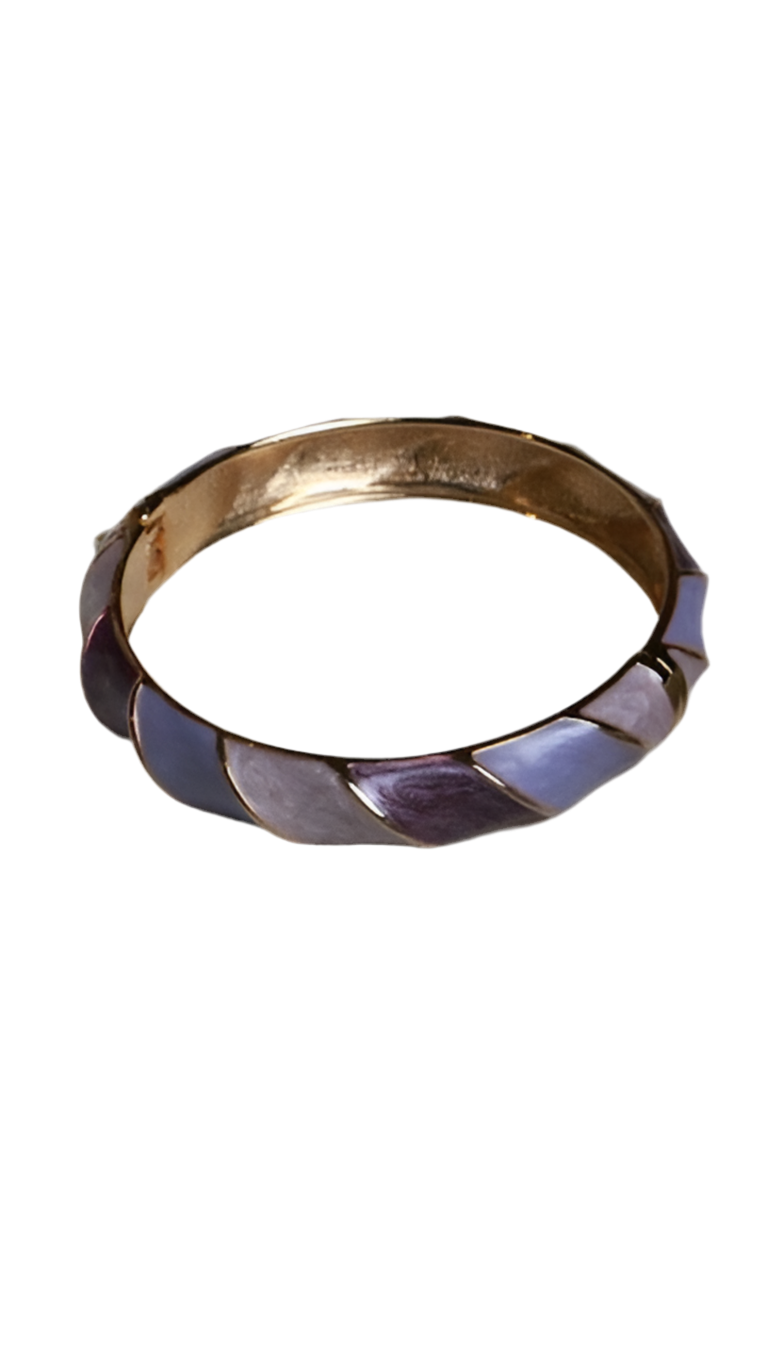 Vintage Costume Purple Enamel Gold-tone Extendable Bangle