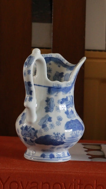 Vintage Blue and White Hand Painted Jug – Registered Mark