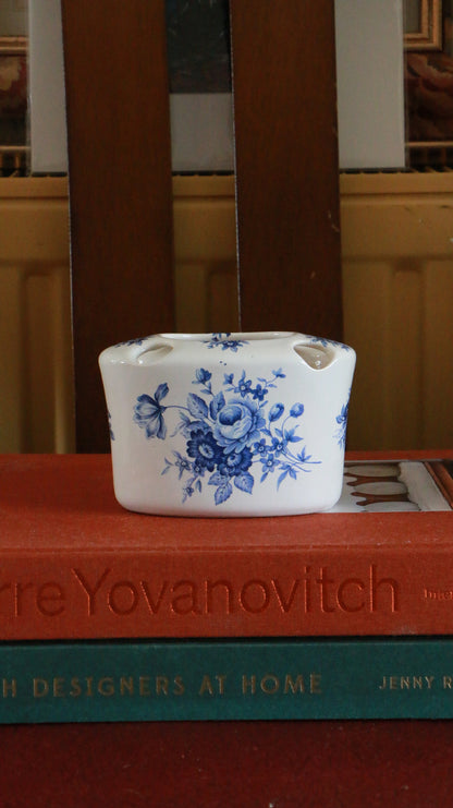 Vintage Southfields Blue & White Ceramic Flower Brick Vase