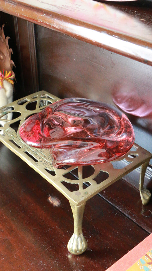 Vintage Murano Cranberry Art Glass Bowl