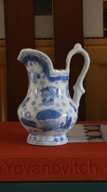 Vintage Blue and White Hand Painted Jug – Registered Mark