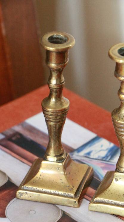 Pair of Miniature Vintage Brass Candlesticks