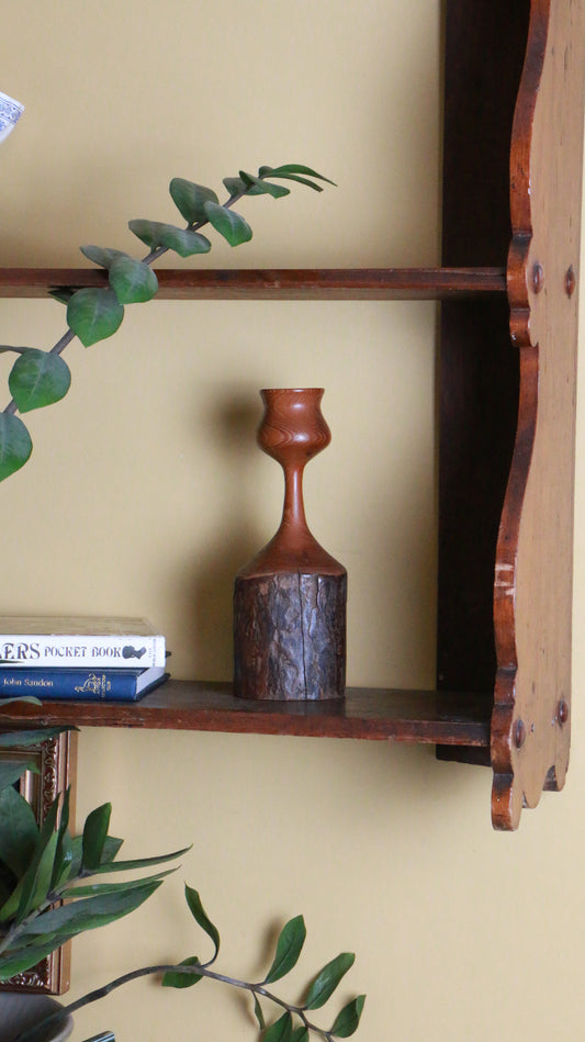 Vintage Live Edge Wooden Candlestick Holder