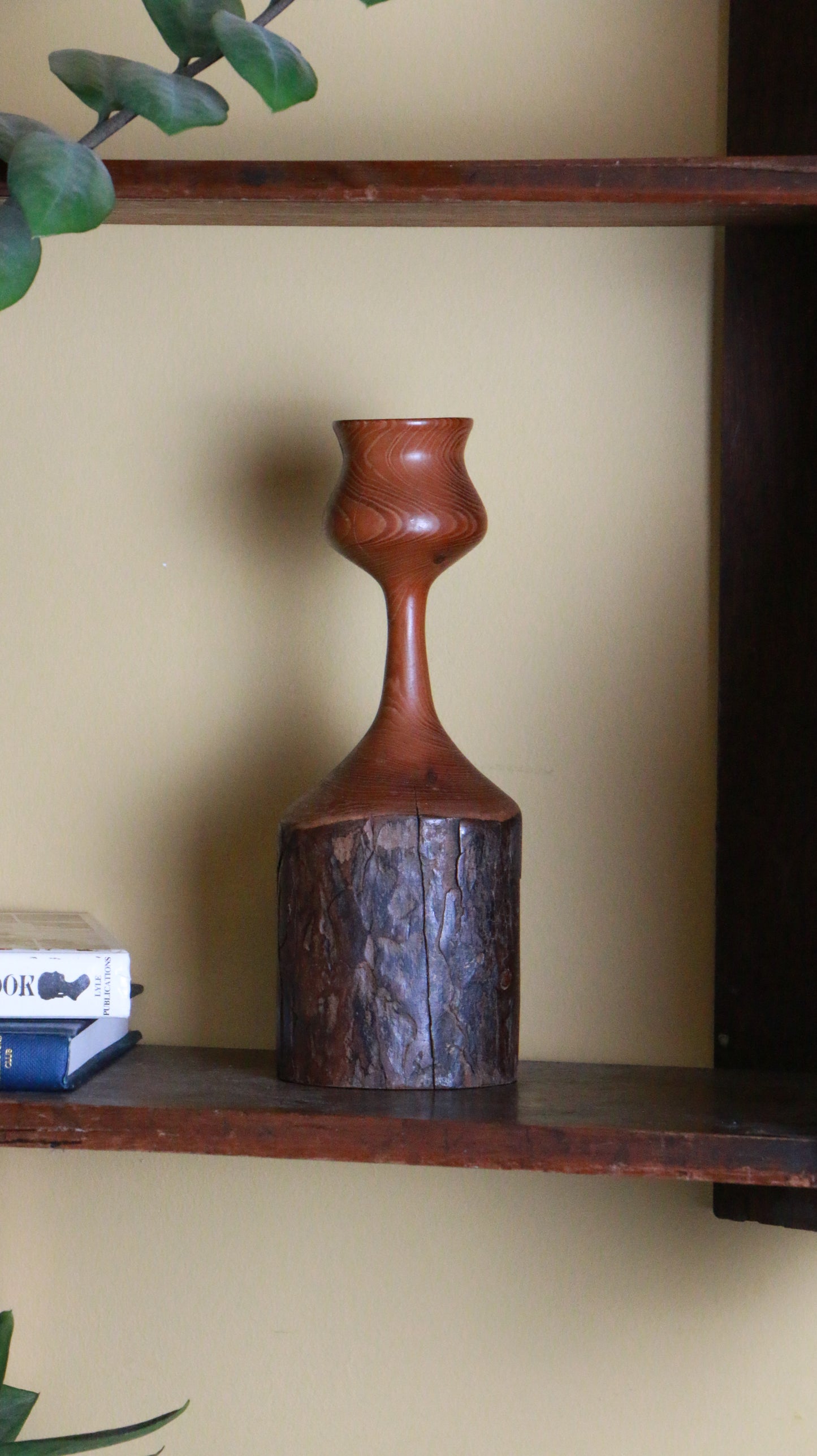 Vintage Live Edge Wooden Candlestick Holder