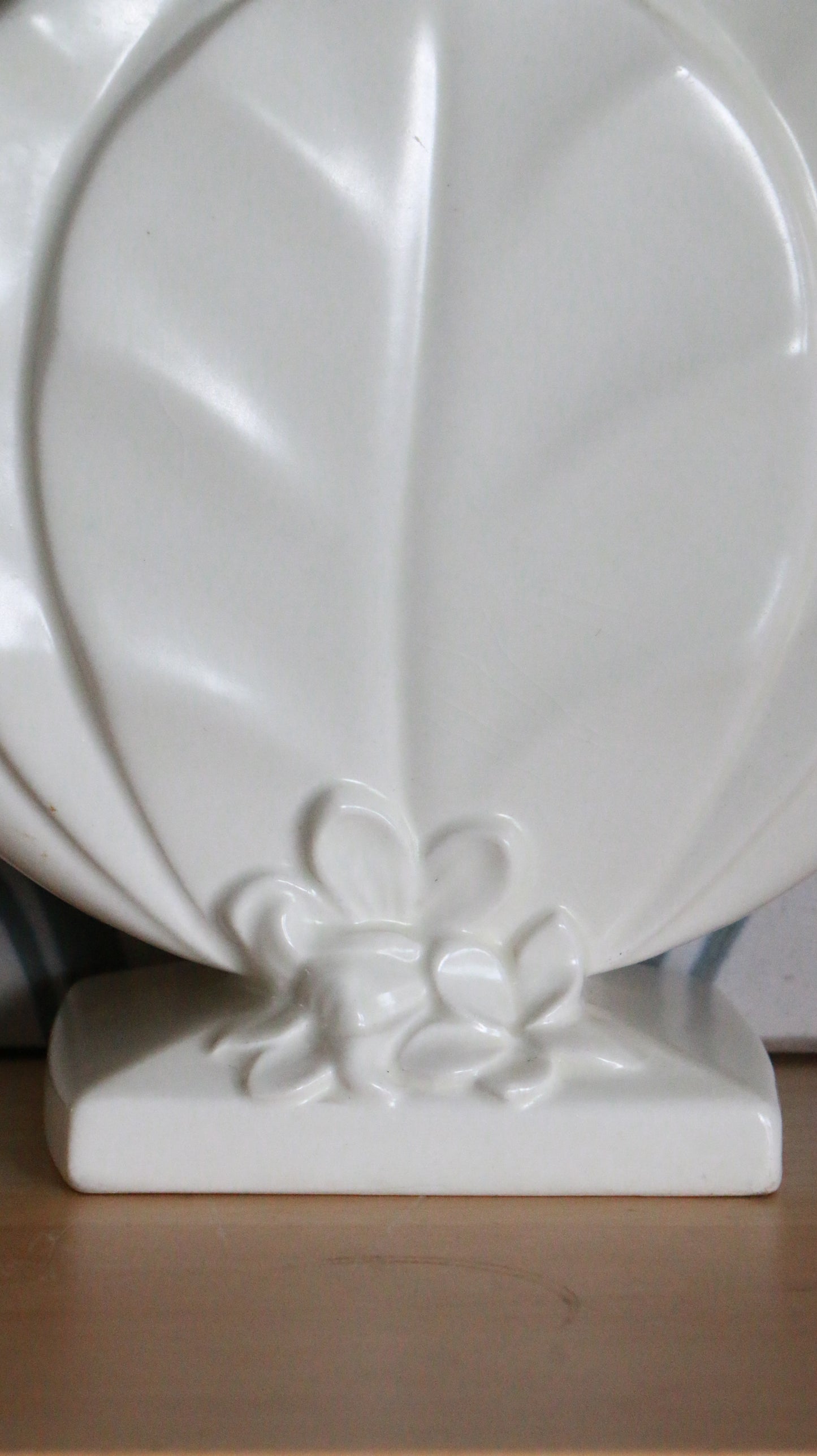 Art Deco Beswick White Ceramic Leaf Mantle Vase