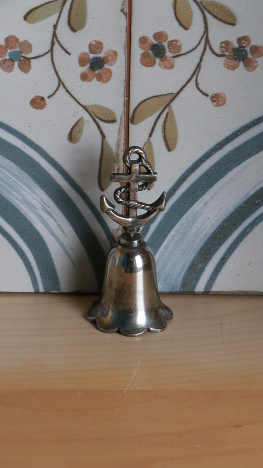 Vintage Silver-Toned Bell with Anchor Handle Motif