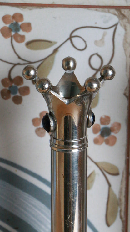 Vintage Silver Crown Candlestick Holders – Pair