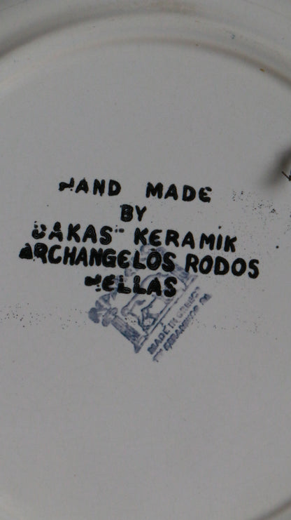 Handmade Greek Ceramic Plate with Twin Peacocks by Dakas Keramik