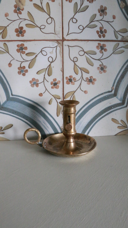 MARRAKESH EDIT - Vintage Brass Chamberstick with Sliding Height Adjuster and Handle