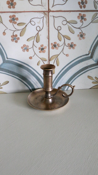 MARRAKESH EDIT - Antique Brass Chamberstick Candle Holder with Handle