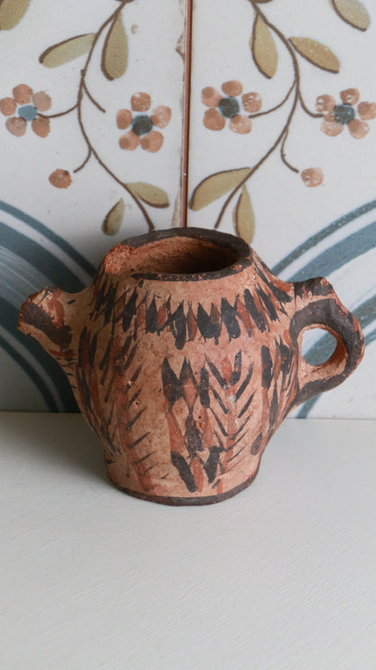 MARRAKESH EDIT - Antique Moroccan Terracotta Vessel with Hand-Painted Motifs