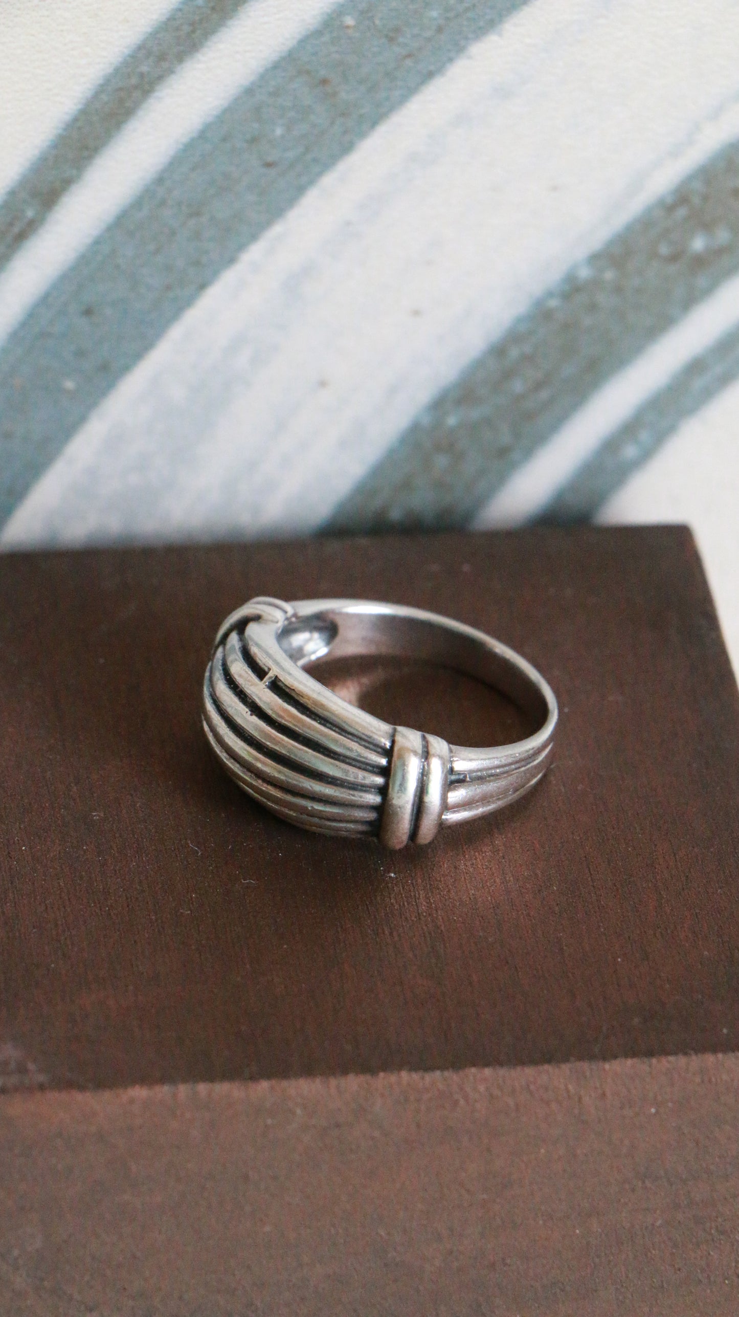 MARRAKESH EDIT - Vintage Sterling Silver Ribbed Dome Ring