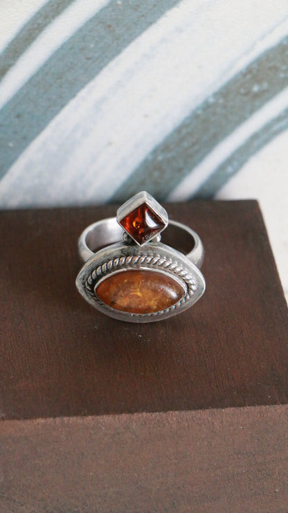 MARRAKESH EDIT - Twin Amber Sterling Silver Ring