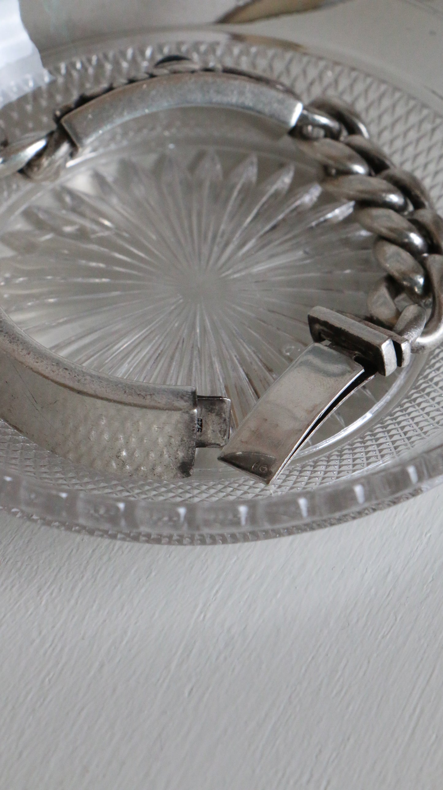 MARRAKESH EDIT - Chunky Vintage Moroccan Sterling Silver Chain Link Bracelet with Pink Cabochon Stone