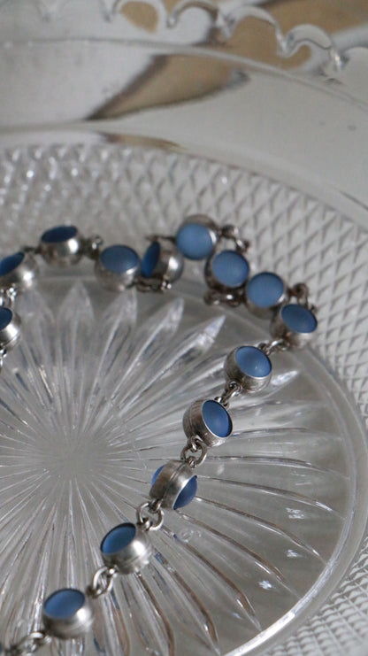 MARRAKESH EDIT - Vintage Sterling Silver Blue Opalite Anklet