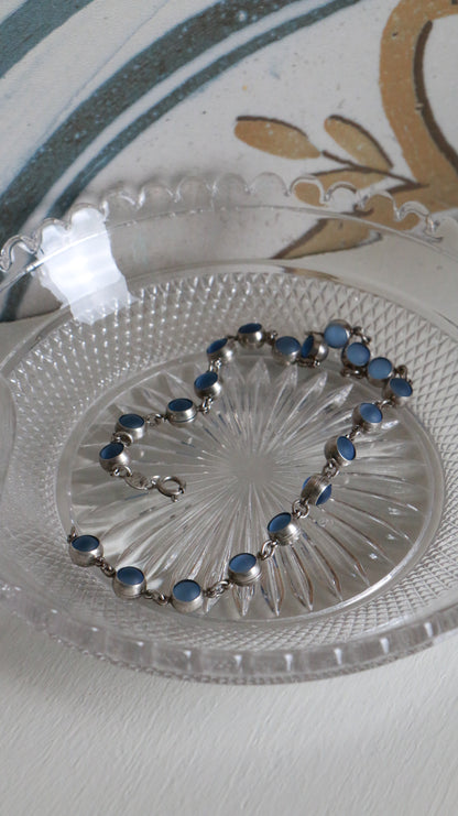MARRAKESH EDIT - Vintage Sterling Silver Blue Opalite Anklet