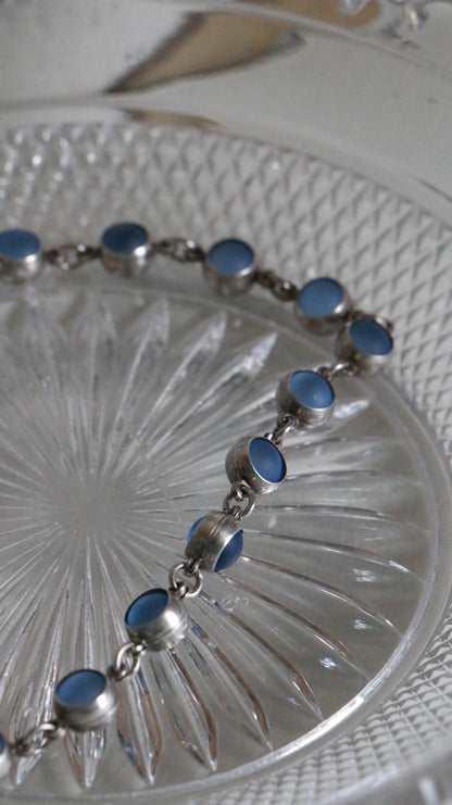 MARRAKESH EDIT - Vintage Sterling Silver Blue Opalite Anklet