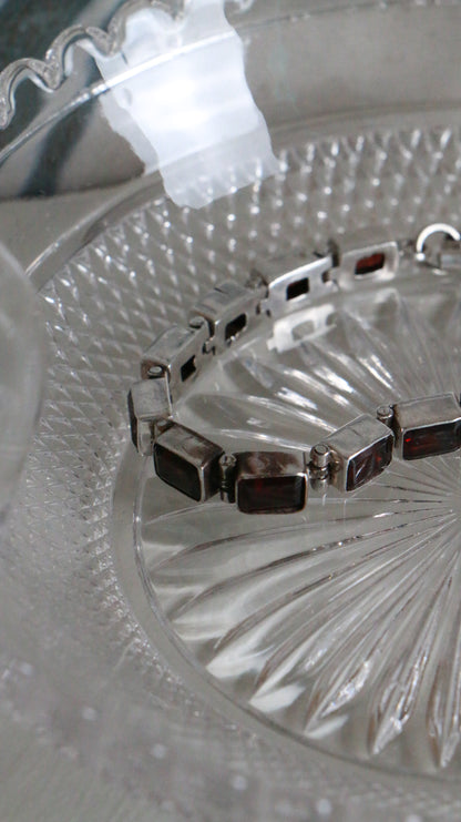 MARRAKESH EDIT - Vintage Sterling Silver Garnet Tennis Bracelet