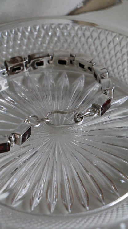 MARRAKESH EDIT - Vintage Sterling Silver Garnet Tennis Bracelet