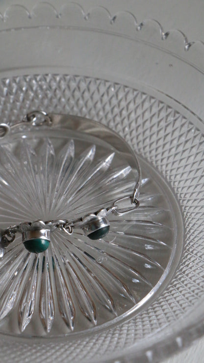 MARRAKESH EDIT - Vintage Sterling Silver Malachite Cabochon Bracelet